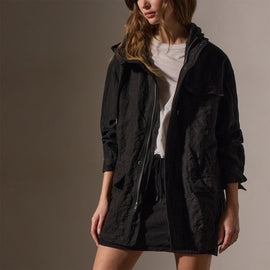 Linen Parka in Black | James Perse Los Angeles