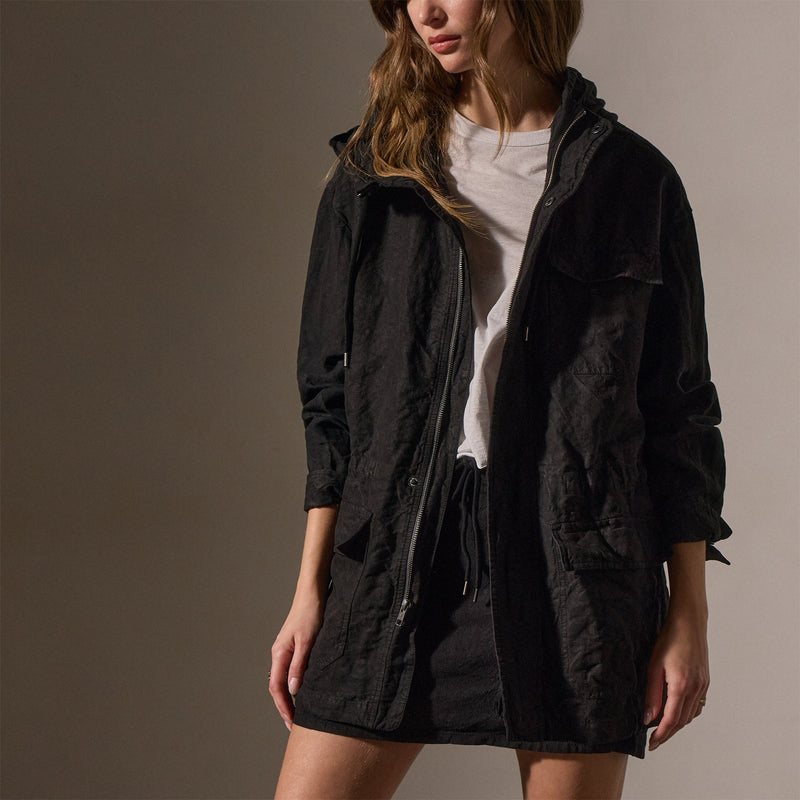 Linen Parka in Black | James Perse Los Angeles