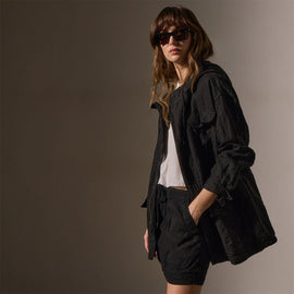 Linen Parka in Black | James Perse Los Angeles