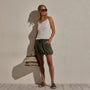 Linen Utility Mini Skirt in Army Green | James Perse Los Angeles