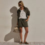Linen Utility Mini Skirt in Army Green | James Perse Los Angeles