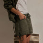 Linen Utility Mini Skirt in Army Green | James Perse Los Angeles