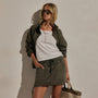 Linen Utility Mini Skirt in Army Green | James Perse Los Angeles