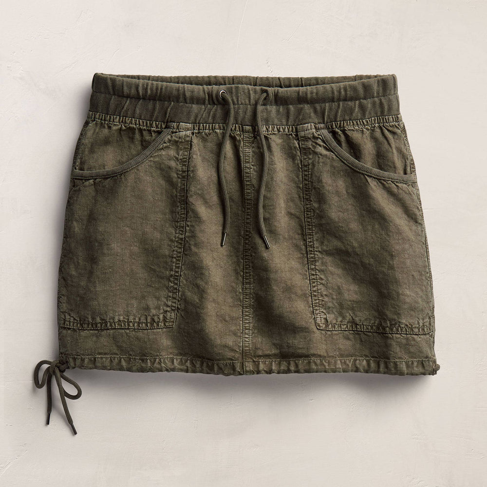 Linen Utility Mini Skirt - Army Green
