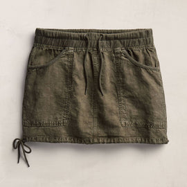 Linen Utility Mini Skirt - Army Green