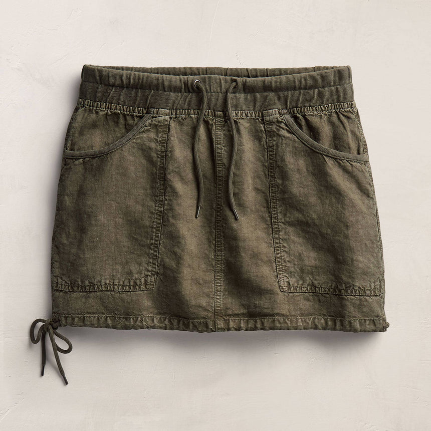 Linen Utility Mini Skirt - Army Green