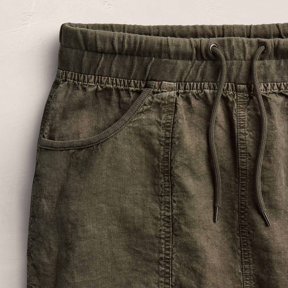 Linen Utility Mini Skirt - Army Green