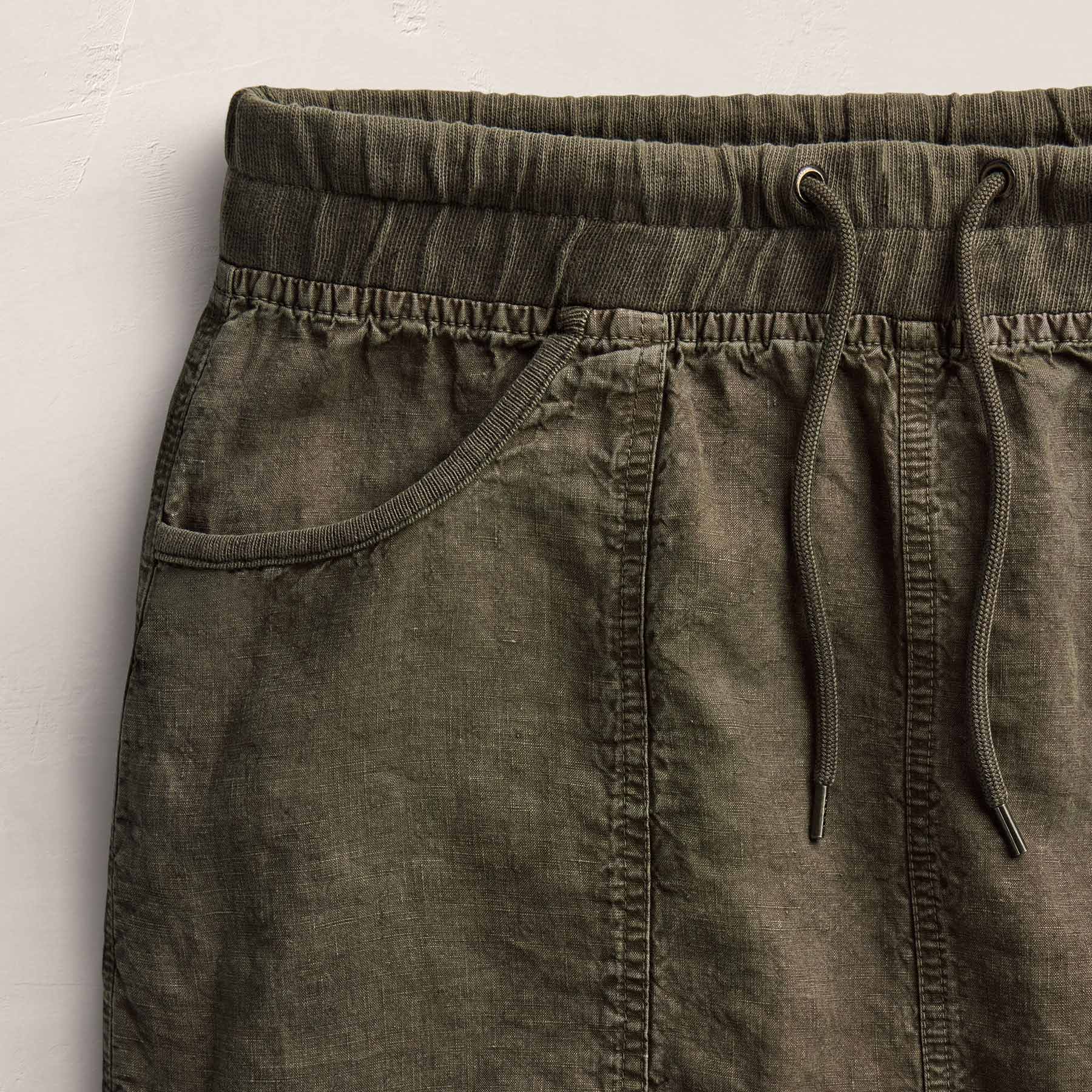 Linen Utility Mini Skirt - Army Green