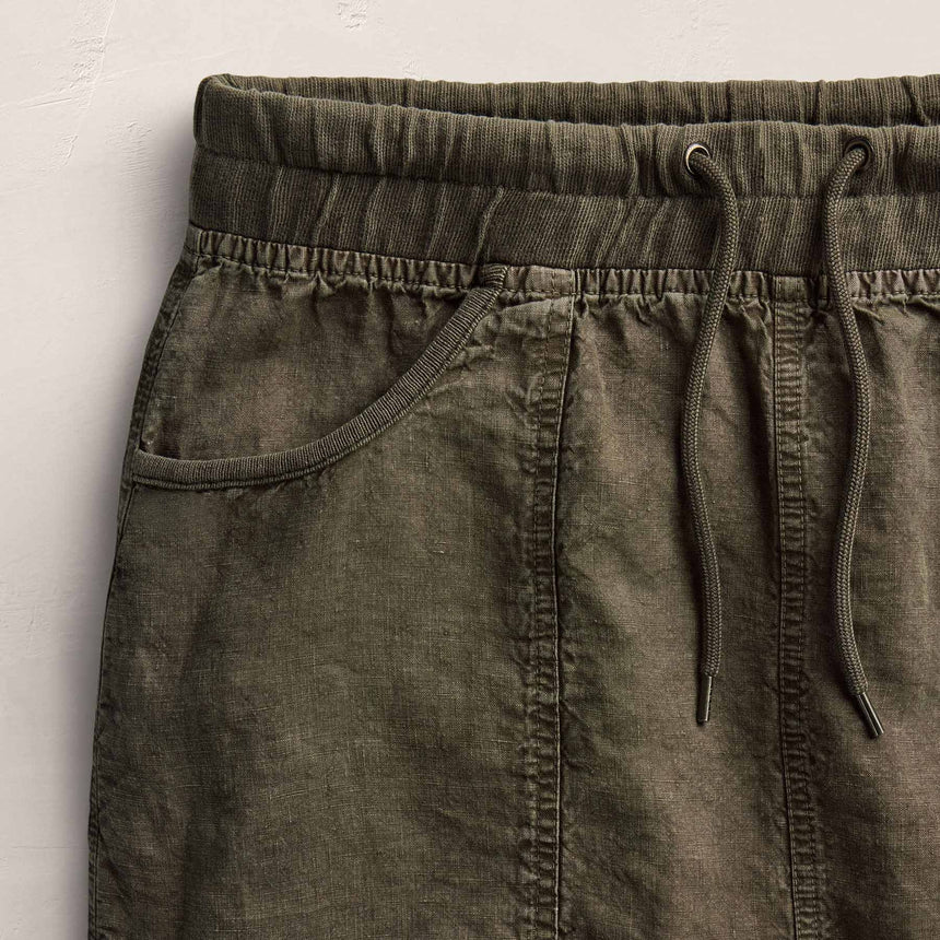 Linen Utility Mini Skirt - Army Green