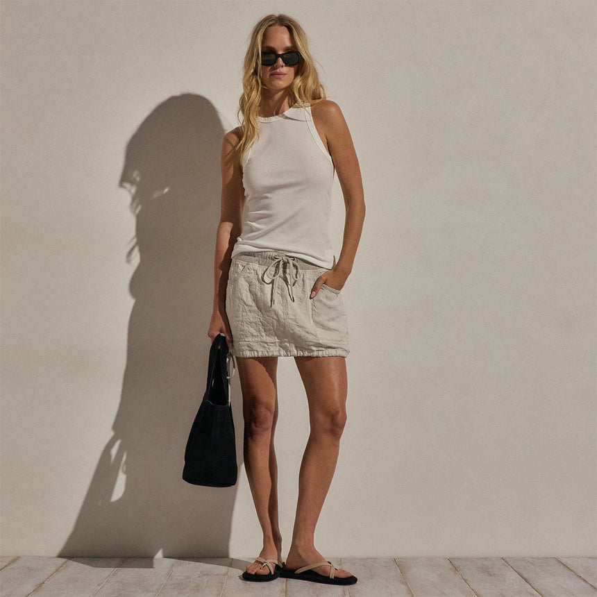 Linen Utility Mini Skirt in Salt Pigment | James Perse Los Angeles