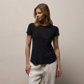 Sheer Slub Crew Neck Tee in Black | James Perse Los Angeles
