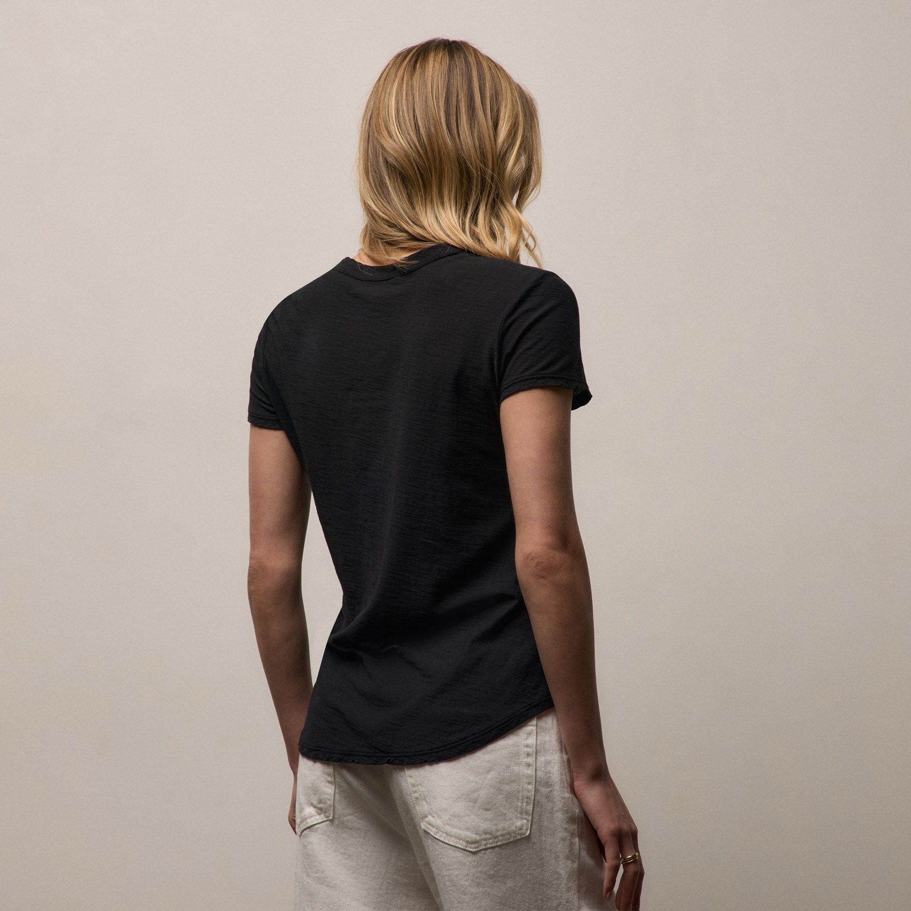 Sheer Slub Crew Neck Tee in Black | James Perse Los Angeles