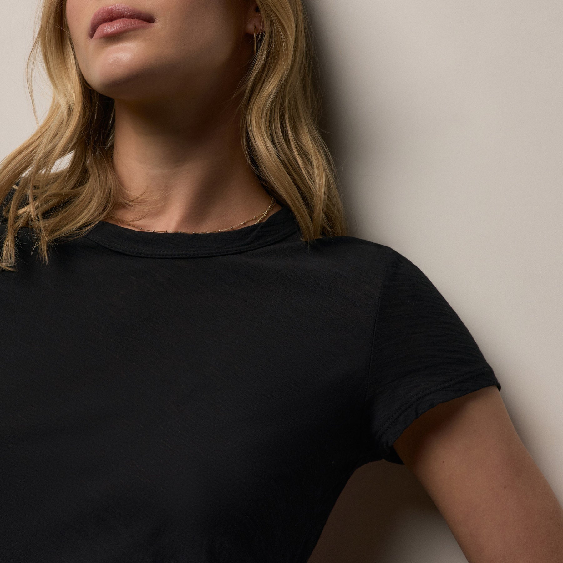 Sheer Slub Crew Neck Tee in Black | James Perse Los Angeles