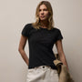 Sheer Slub Crew Neck Tee in Black | James Perse Los Angeles