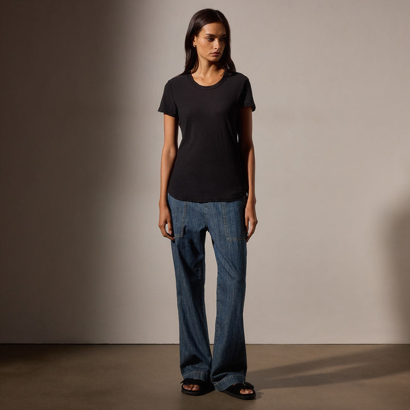 Sheer Slub Crew Neck Tee in Black | James Perse Los Angeles