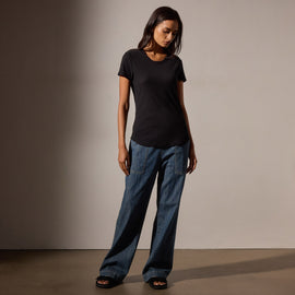 Sheer Slub Crew Neck Tee in Black | James Perse Los Angeles