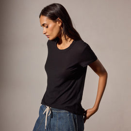 Sheer Slub Crew Neck Tee in Black | James Perse Los Angeles