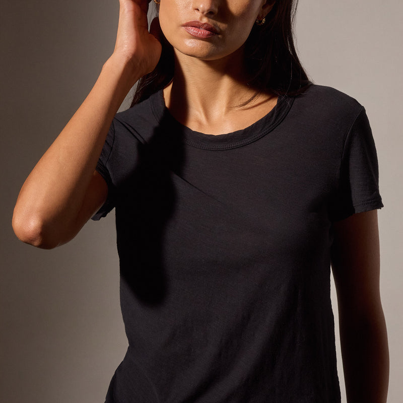 Sheer Slub Crew Neck Tee in Black | James Perse Los Angeles