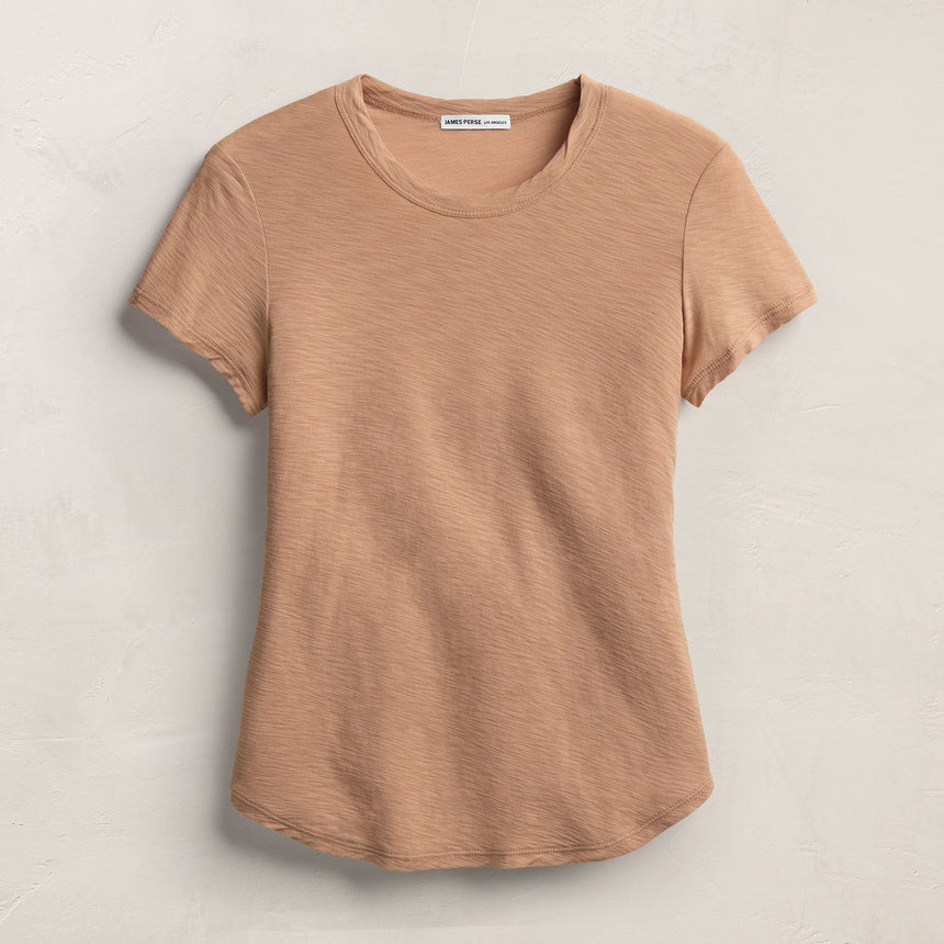 Sheer Slub Crew Neck Tee - Blush
