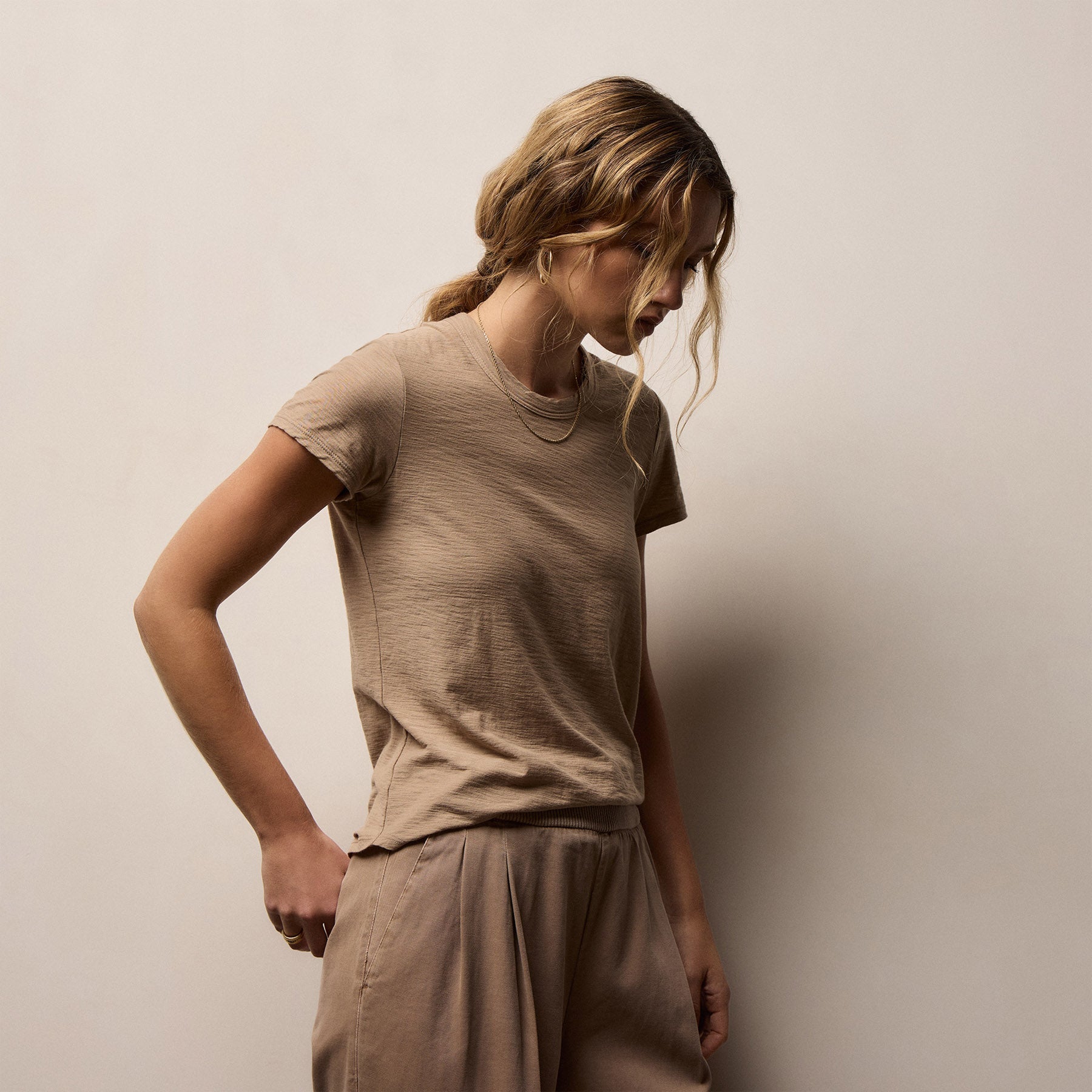 Sheer Slub Crew Neck Tee