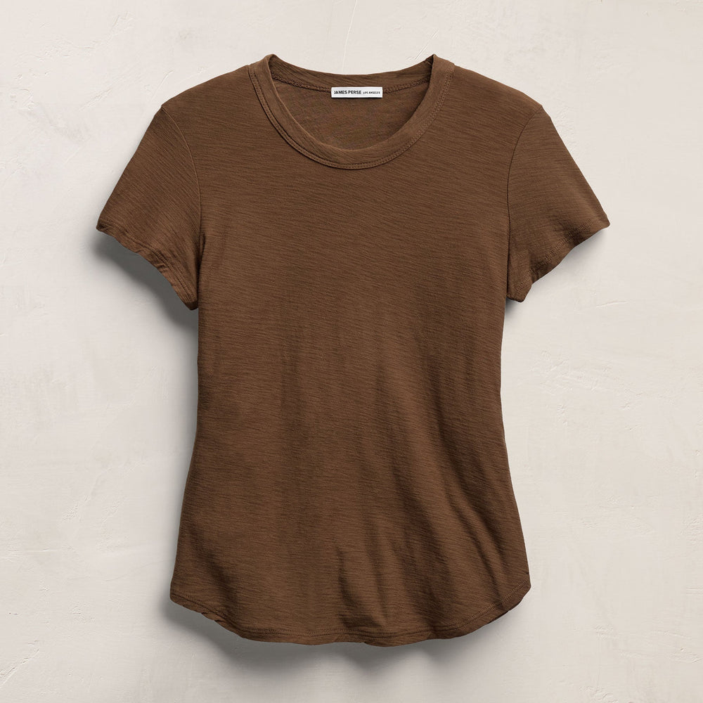 Sheer Slub Crew Neck Tee in Cocoa | James Perse Los Angeles