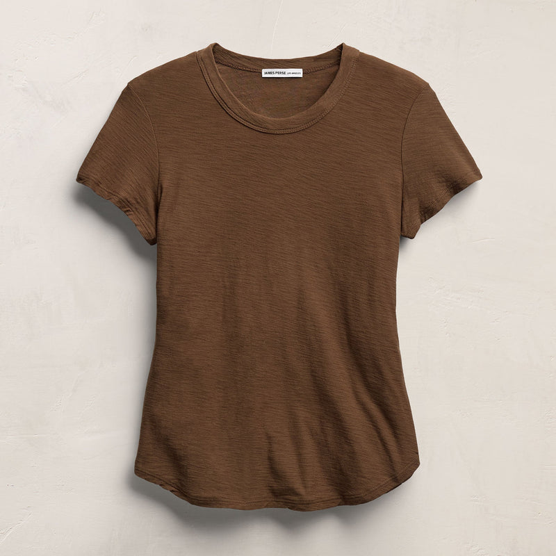Sheer Slub Crew Neck Tee in Cocoa | James Perse Los Angeles
