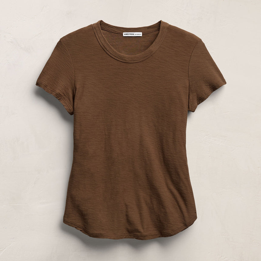 Sheer Slub Crew Neck Tee in Cocoa | James Perse Los Angeles