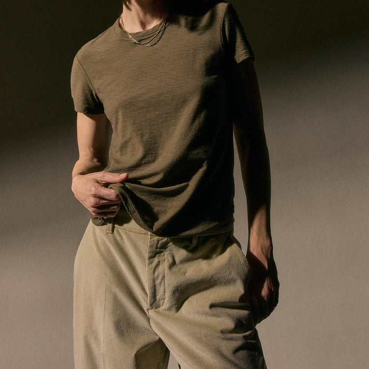 Sheer Slub Crew Neck Tee in Caribou | James Perse Los Angeles