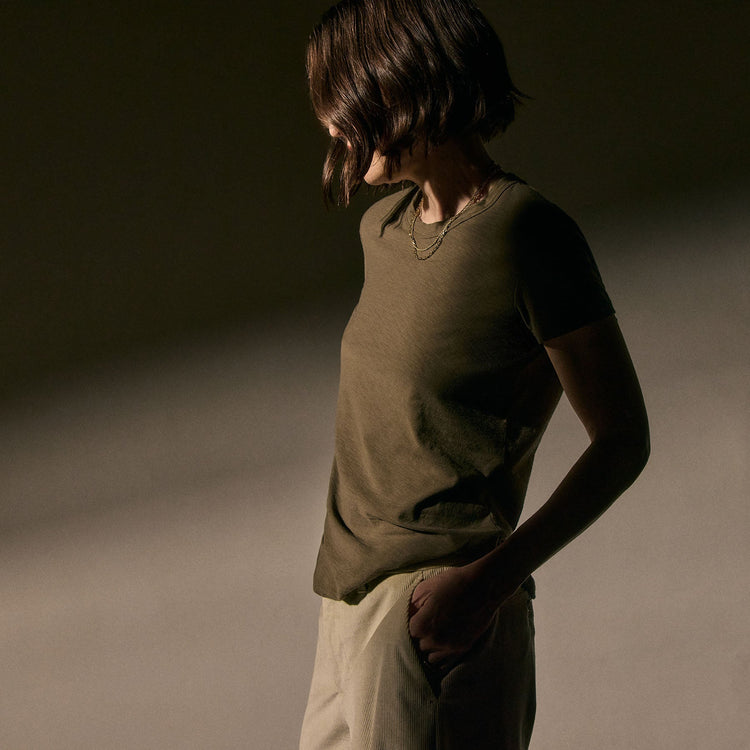 Sheer Slub Crew Neck Tee in Caribou | James Perse Los Angeles