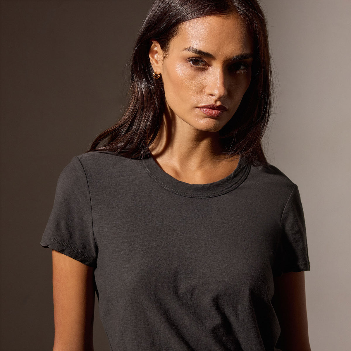 Sheer Slub Crew Neck Tee in Carbon | James Perse Los Angeles