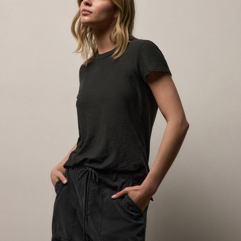 Sheer Slub Crew Neck Tee in Carbon | James Perse Los Angeles