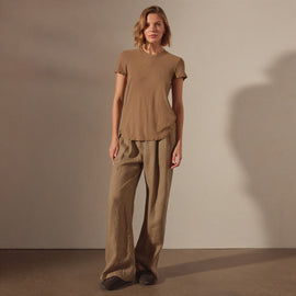 Sheer Slub Crew Neck Tee in Cashew | James Perse Los Angeles