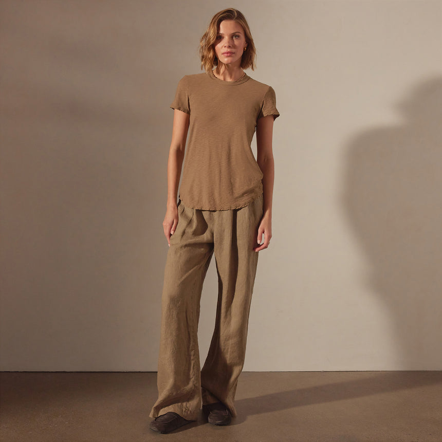 Sheer Slub Crew Neck Tee in Cashew | James Perse Los Angeles