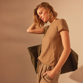 Sheer Slub Crew Neck Tee in Cashew | James Perse Los Angeles