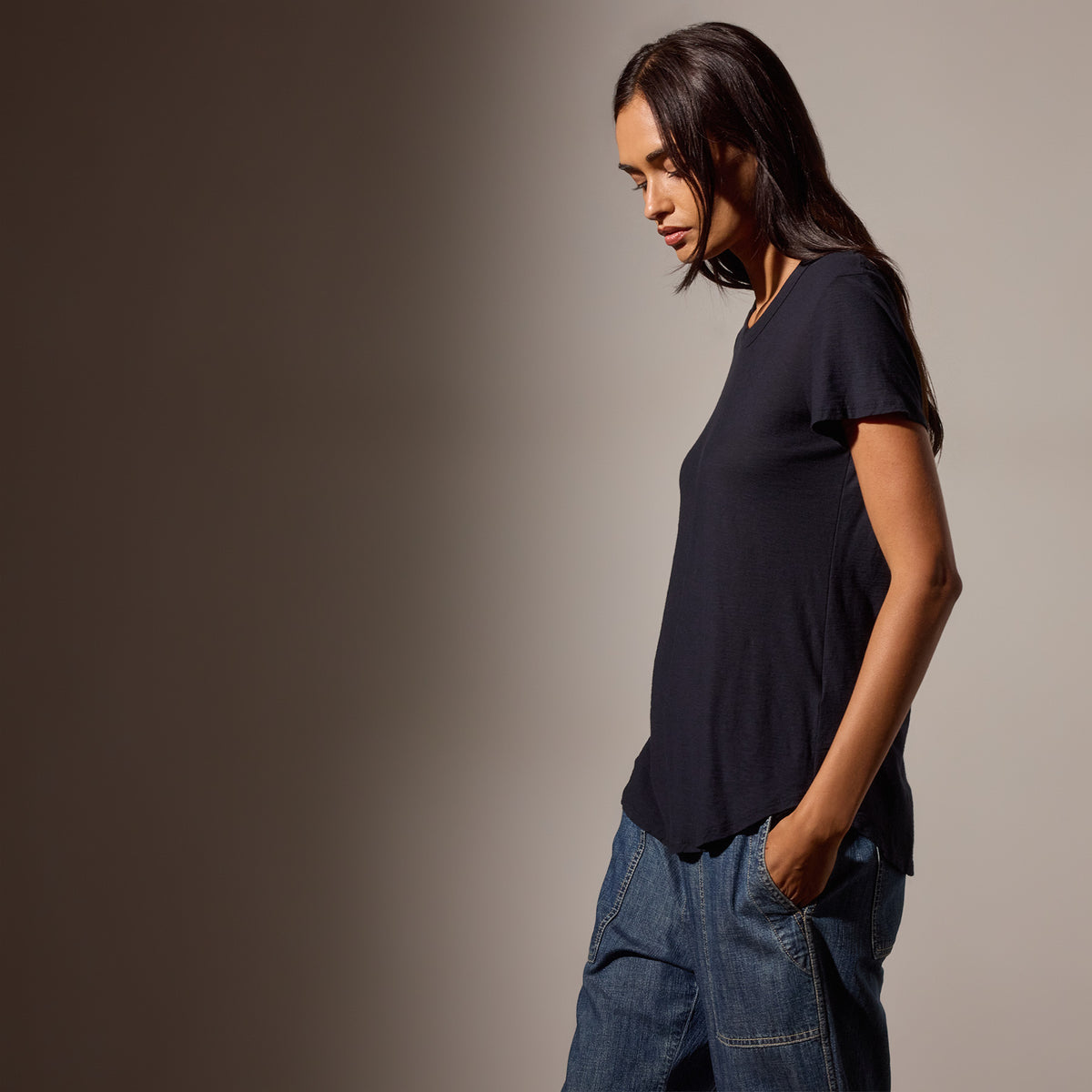 Sheer Slub Crew Neck Tee in Deep | James Perse Los Angeles