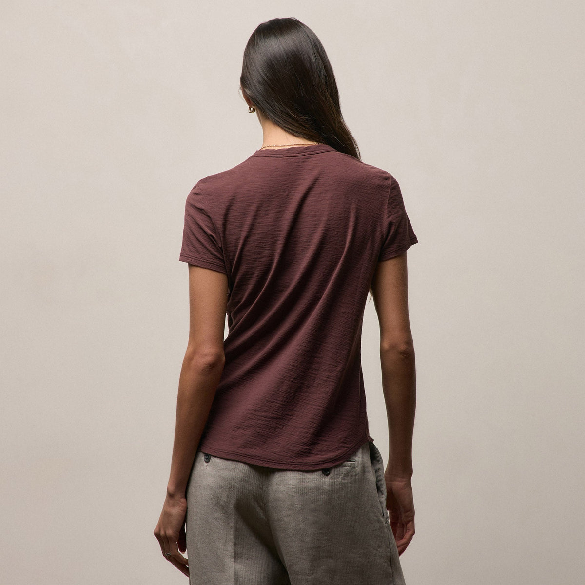 Sheer Slub Crew Neck Tee in Dark Plum | James Perse Los Angeles