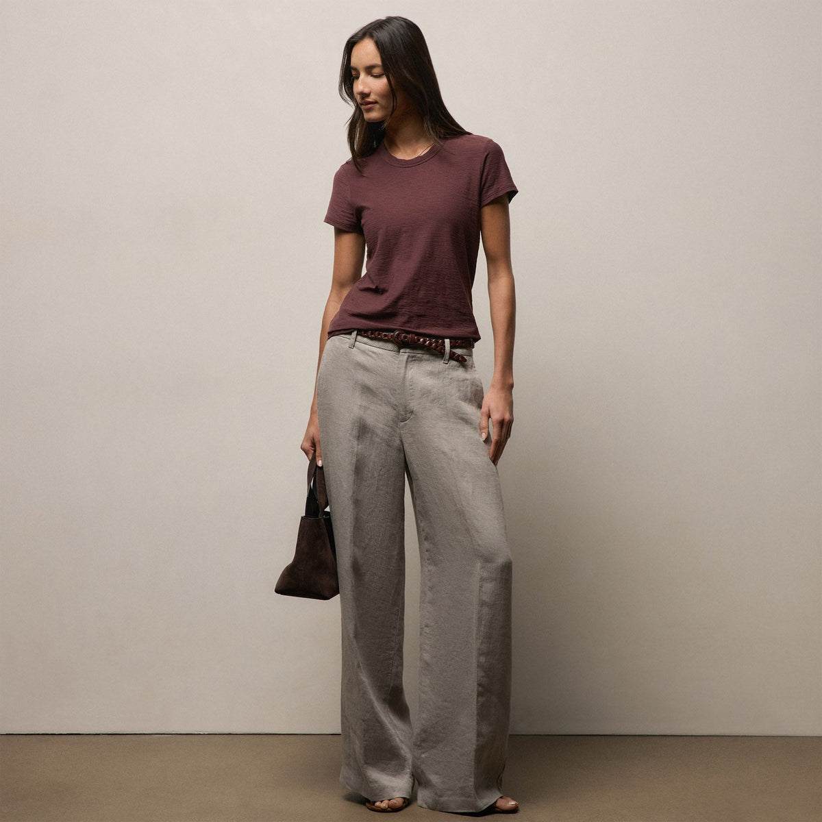 Sheer Slub Crew Neck Tee in Dark Plum | James Perse Los Angeles
