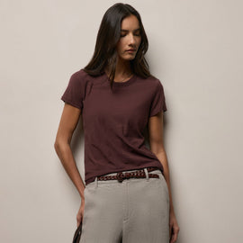 Sheer Slub Crew Neck Tee in Dark Plum | James Perse Los Angeles