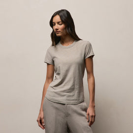 Sheer Slub Crew Neck Tee in Fog | James Perse Los Angeles