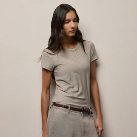Sheer Slub Crew Neck Tee in Fog | James Perse Los Angeles