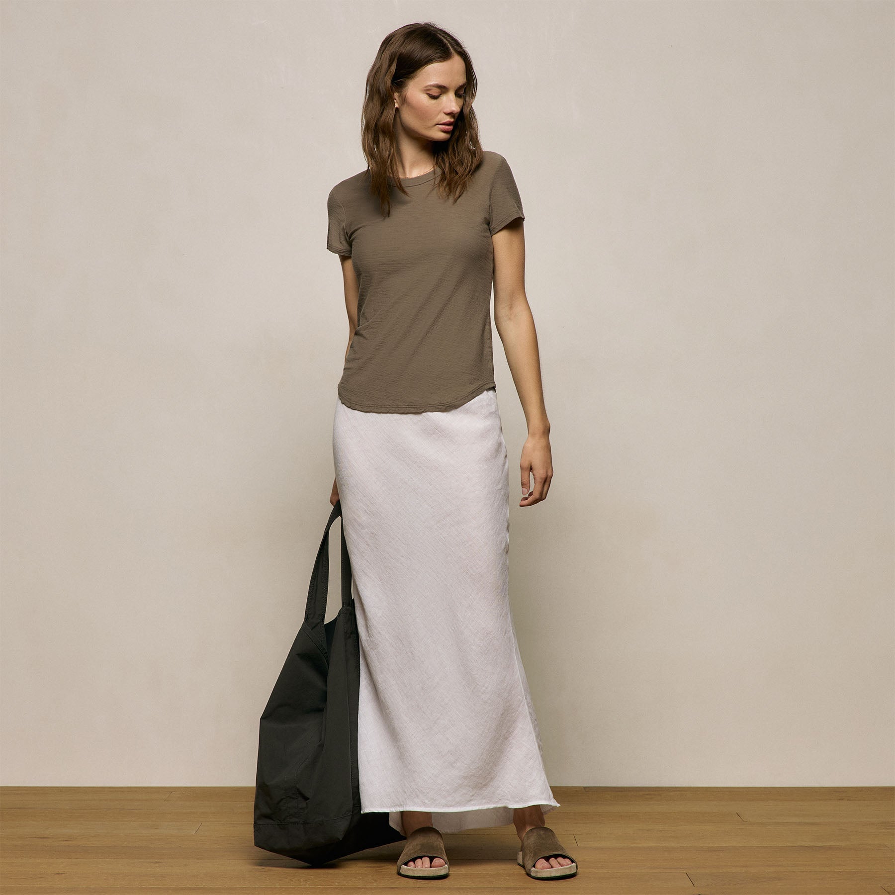 Sheer Slub Crew Neck Tee - Light Olive | James Perse