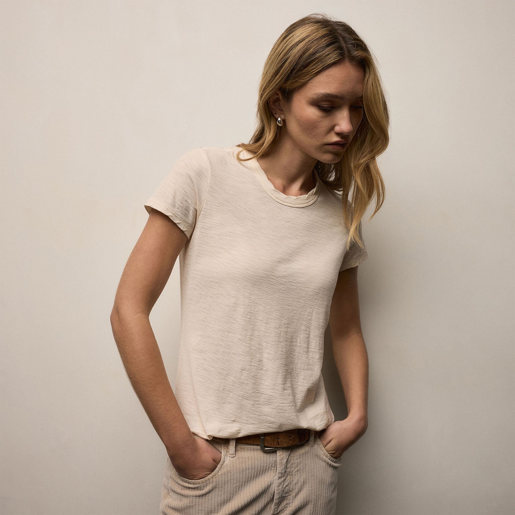 Sheer Slub Crew Neck Tee