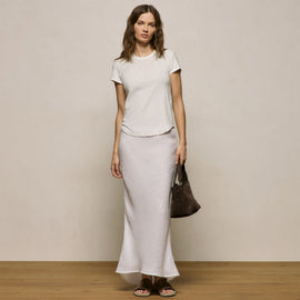 Sheer Slub Crew Neck Tee in Off White | James Perse Los Angeles