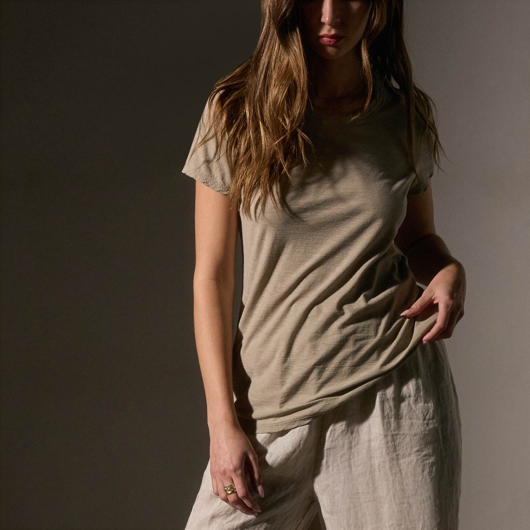 Sheer Slub Crew Neck Tee