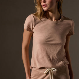Sheer Slub Crew Neck Tee  in Rose Nude | James Perse Los Angeles