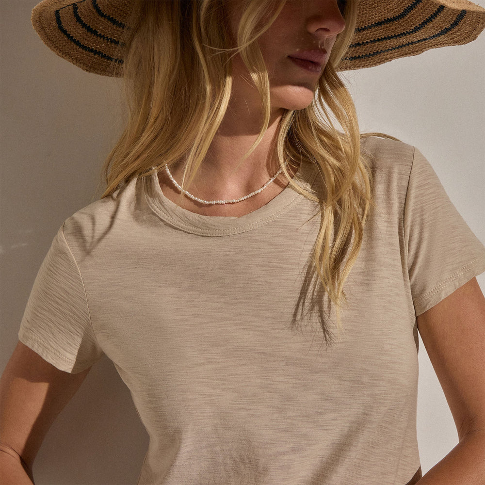 Sheer Slub Crew Neck Tee in Stone | James Perse Los Angeles