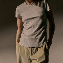 Sheer Slub Crew Neck Tee in Silver | James Perse Los Angeles