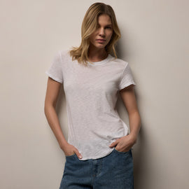 Sheer Slub Crew Neck Tee - White