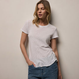 Sheer Slub Crew Neck Tee - White