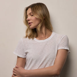 Sheer Slub Crew Neck Tee in White | James Perse Los Angeles